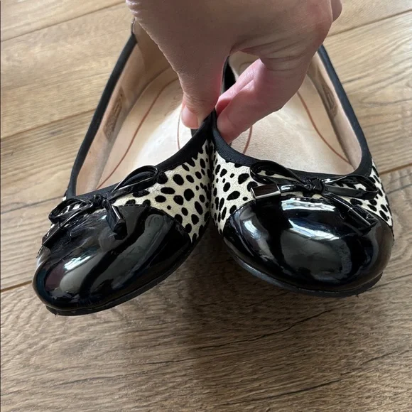 Vionic Minna Spot Ballet Flats Sz 8 Women's Black Patent Toes Comfort Animal - Picture 8 of 8